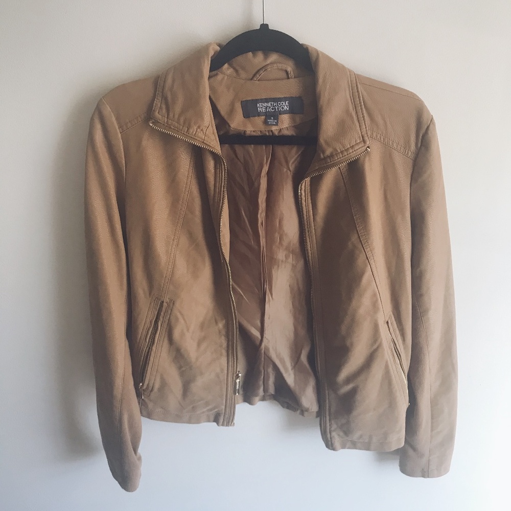 NWOT Kenneth Cole Reaction Tan Leather Jacket